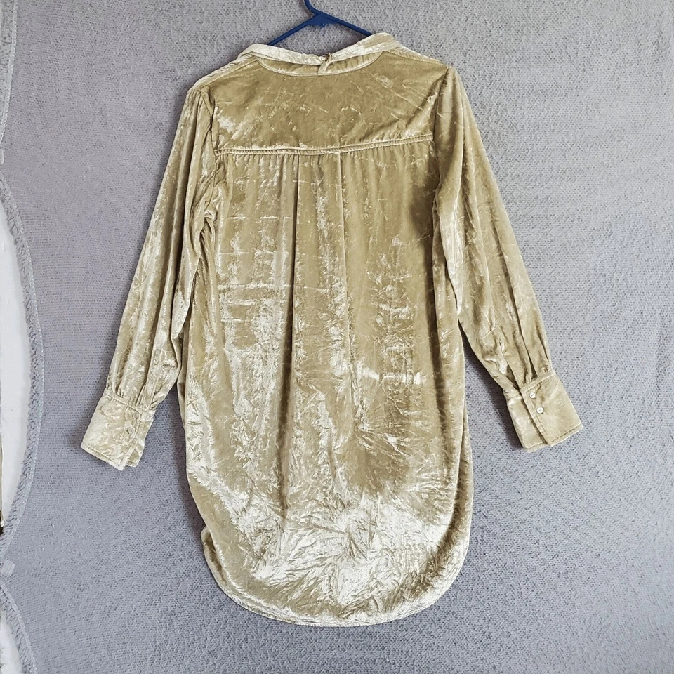Túnica Maeve Anthropologie para mujer de terciopelo champán con botones en el cuello 2 Foto 2 de 4