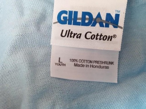 56 Bulk Lot Gildan 2000B Cotton Light Blue Blank Kids Youth Shirts - LARGE - Picture 2 of 4