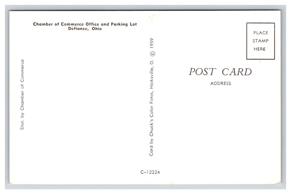 Chamber Of Commerce Office With Old Cars, Defiance Ohio OH Postcard eBay