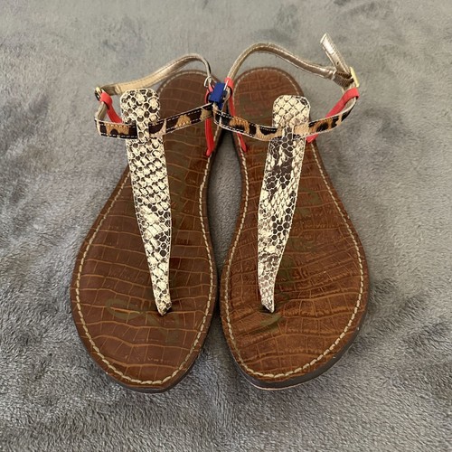 Sam Edelman Gigi Snake Skin Leather T-Strap Thong Sandals Womens Size 11 M - Picture 2 of 9