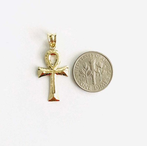 10K Solid Gold Egyptian Ankh Cross Pendant- 10K Real Gold Ankh Cross Charm - G4 - Picture 6 of 8