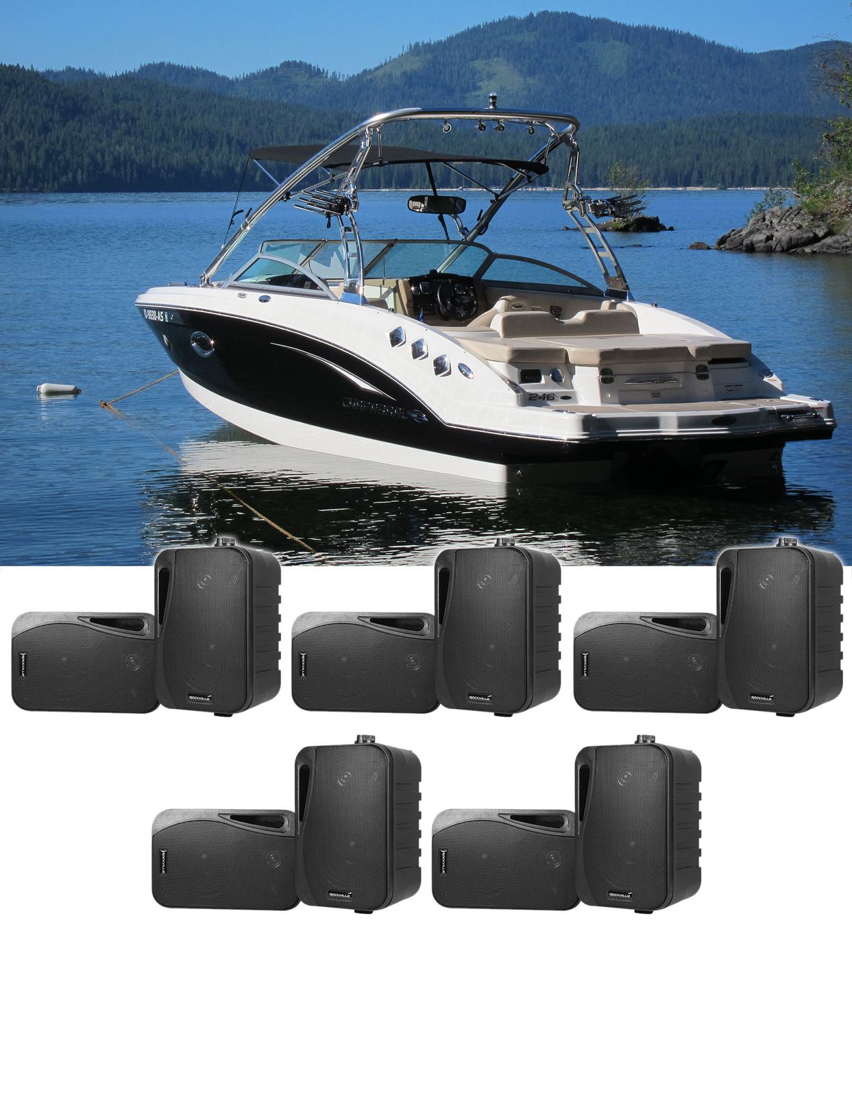 10 Rockville HP4S Black 4 Морские коробчатые колонки с поворотным кронштейном для лодок 32090₽