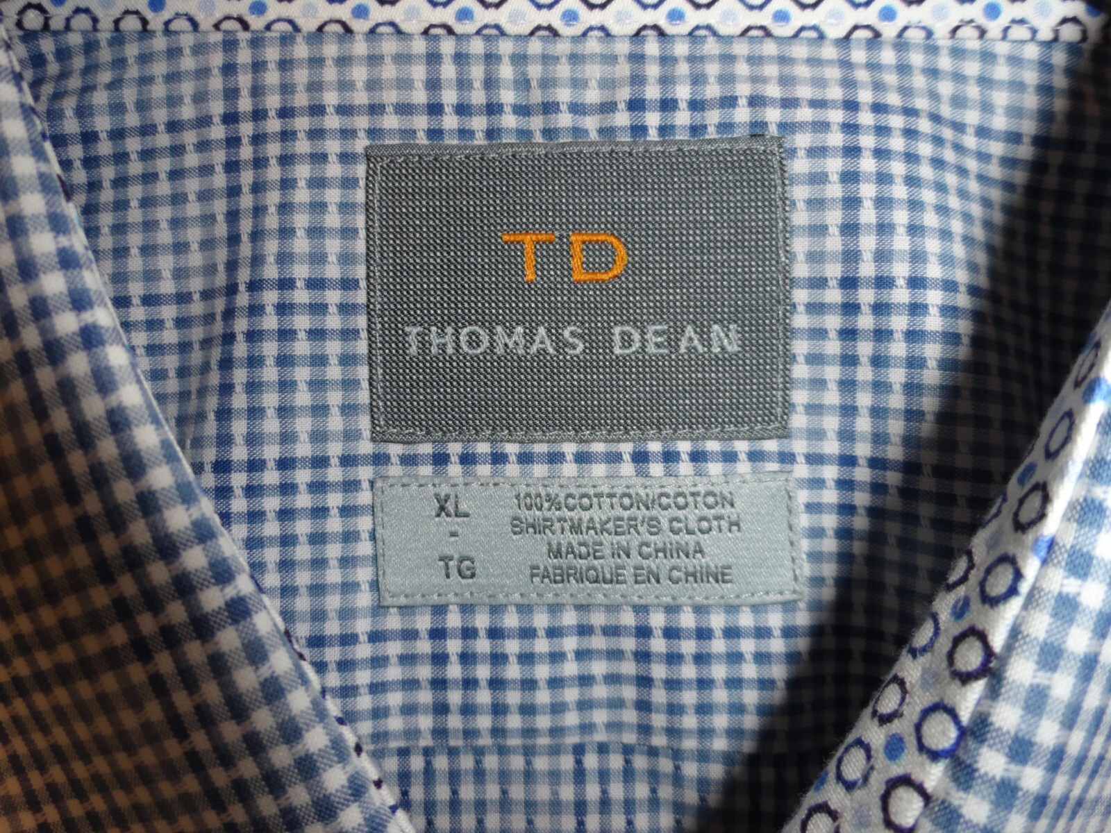 Thomas Dean Blue Patterned Button Down Collared D… - image 3