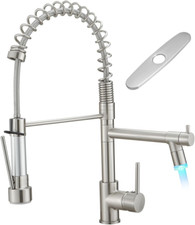 Kitchen Sink Faucet with LED, Single Handle Stainless Steel Brushed Nickel Kitch