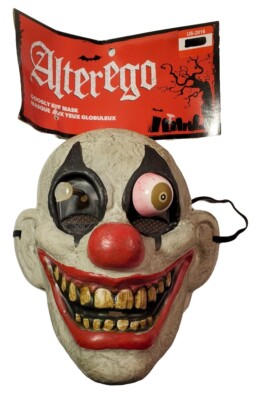 Insane Alter Ego Clown Mask Googly Wiggly Bobble Eyes Halloween Costume Horror