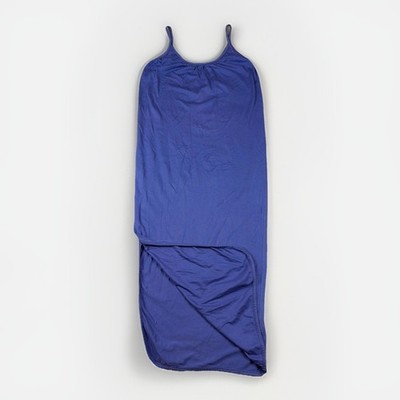 Italian Maxi Dress Womens L Blue Cotton Spaghetti Strap Made in Italy Slit