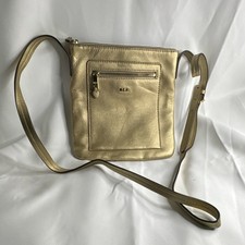 Ralph Lauren Metallic Gold Women's Crossbody Bag Zipper Accent Adjustable Strap