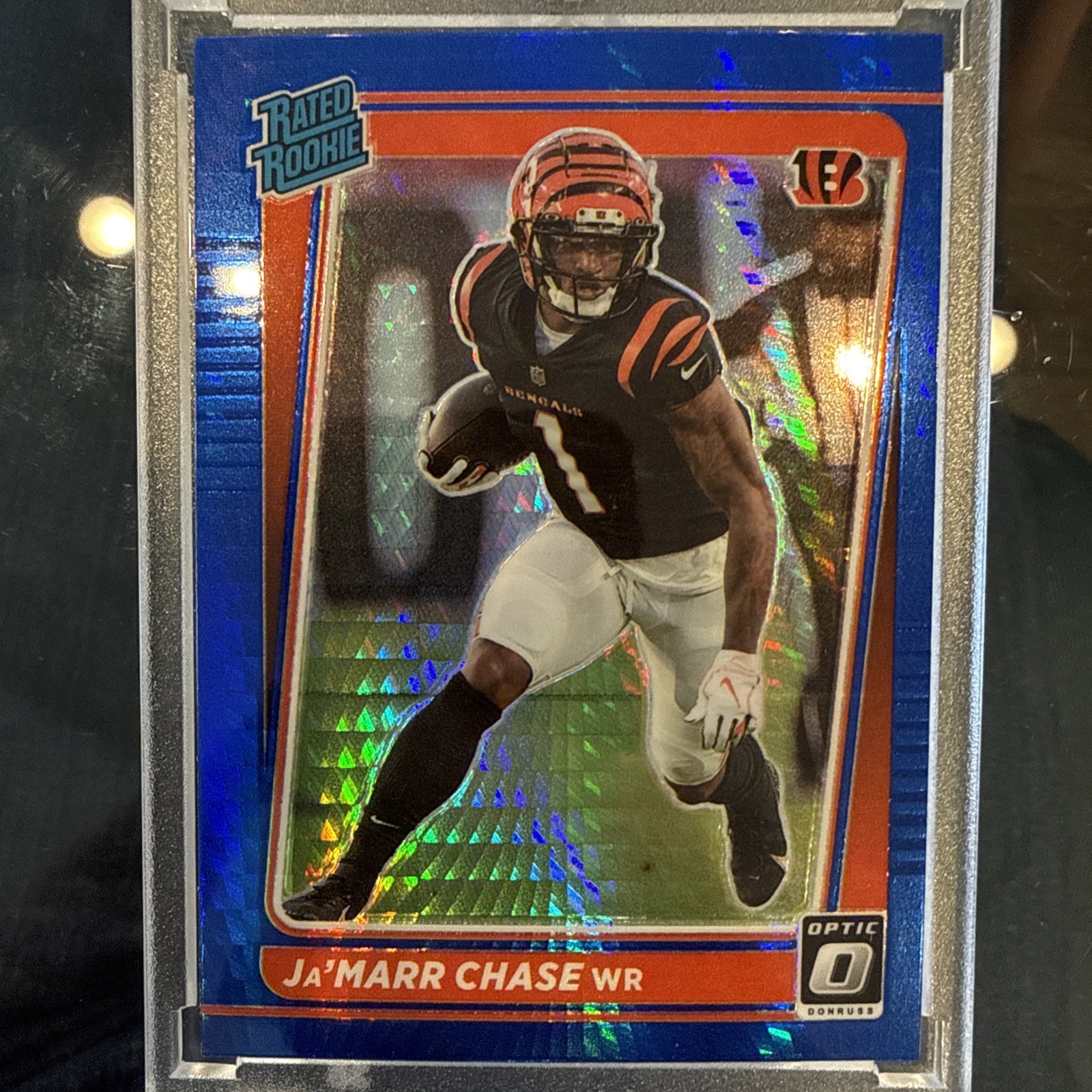 2021 Panini Donruss Optic - Rated Rookie Ja'Marr Chase #207 Blue Scope Prizm  