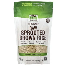 Now Foods Real Food Organic Sprouted Brown Rice 16 oz 454 g Gluten-Free,