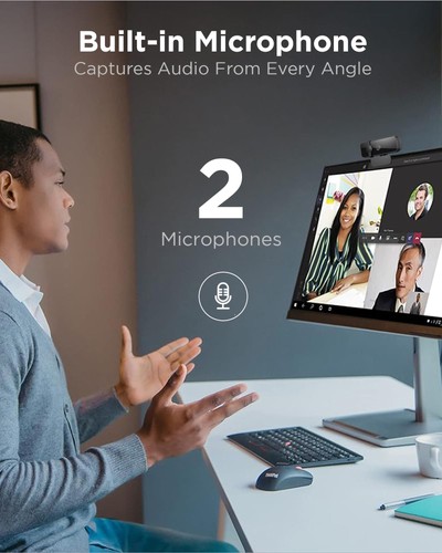 Lenovo Essential Full HD 1080P Webcam, Dual Microphone, No Driver 1.8m USB 2.0, - 第 3/8 張圖片