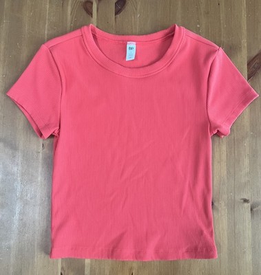 BP Compact Rib Crop Baby Tee Sz Small Teen Girl Dark coral Pink