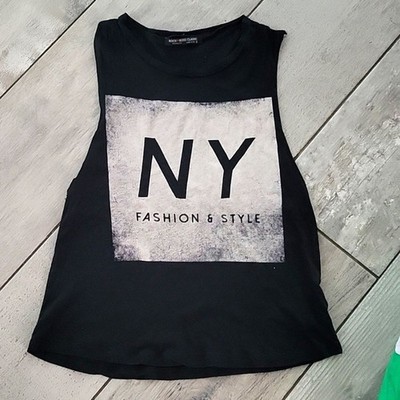 Rock & Roses classic black cut off t shirt size small#5A