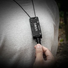 U.S.M.C mini knife with serrated edge ,scabbard and chain included