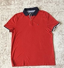 Tommy Hilfiger Red Custom Fit Men's M Blue Colar Polo