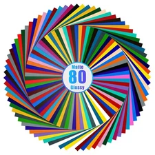 80 Self Adhesive Vinyl, 40 Matte & 40 Glossy Color Permanent Vinyl Sheets for...