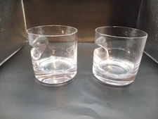 Set of 2  Whiskey Glasses with Indented 48G Cigar Holder - 12oz No Box 