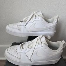 Nike Court Borough Low 2 GS Triple White Sneakers BQ5448-100 Mens 6.5Y Womens 8