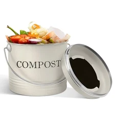 Countertop Compost Bin Kitchen, Kitchen Compost Bin 1.3 Gallon, Metal Compost...