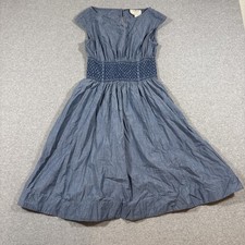 Kate Spade Sz S Denim Chambray Dress Medium Wash Smocked Waist