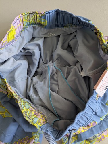 NWT SAXX Oh Buoy Lounge 2-N-1 Volley 7” Swim Trunk Shorts Size Small Blue Floral - Picture 9 of 16