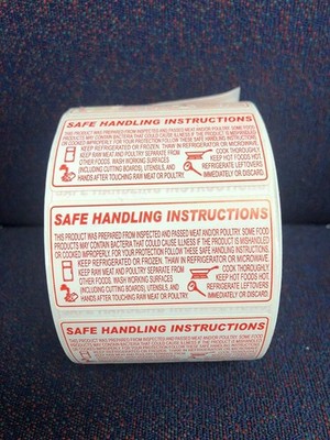 Food Safe Handling Instructions Labels, Meat, Chicken Packaging Instructions,...
