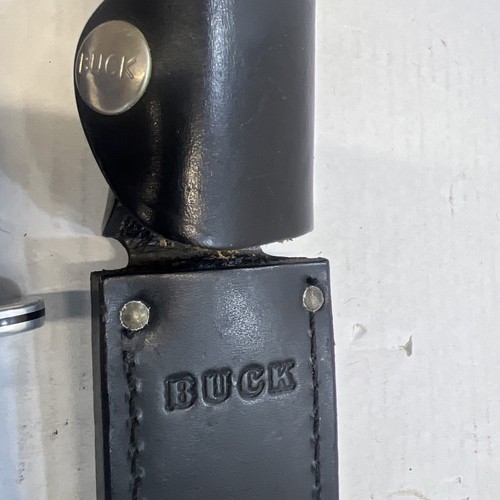 BUCK USA 119 FIXED BLADE KNIFE 1988 w/ BLACK LEATHER SHEATH - Picture 7 of 10