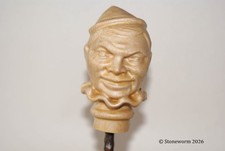 THE HEAD OF PIERROT Walking Stick Handle carved in solid British SYCAMORE