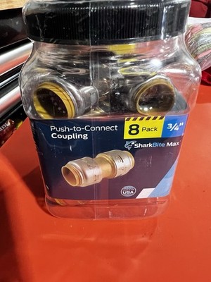 SharkBite Max Push-to-Connect Coupling, 3/4'', Pack of 8