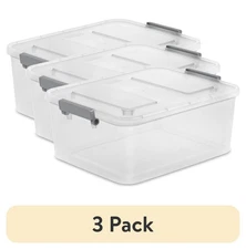 Sterilite 12.7 Quart Clear Storage Bin, Modular Latch Box Storage Container