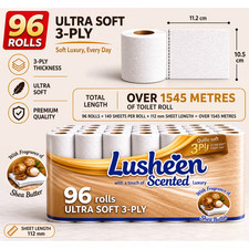 96 Rolls Toilet Paper – Bulk Pack – Extra Long 150 Sheets – Strong 3 Ply – Less 