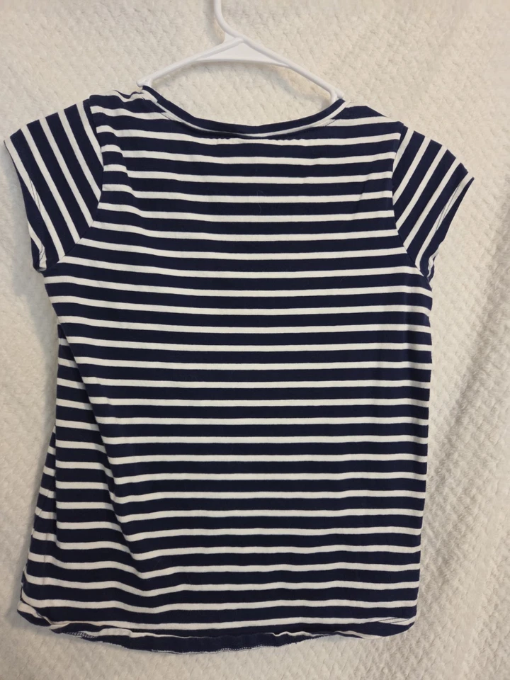 GYMBOREE GIRL'S STRIPPED BLUE T SHIRT TOP SIZE LARGE 10 12 - Image 2 of 4