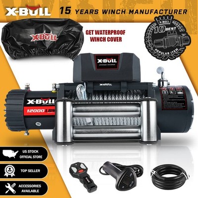 X-BULL 12K Electric Winch 12000LBS 12V Steel Cable Towing Truck 4WD Trailer 4X4