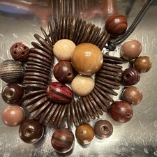 Wooden beads for jewelry making or crafts assorted lot of 19  58 Coconut Discs
