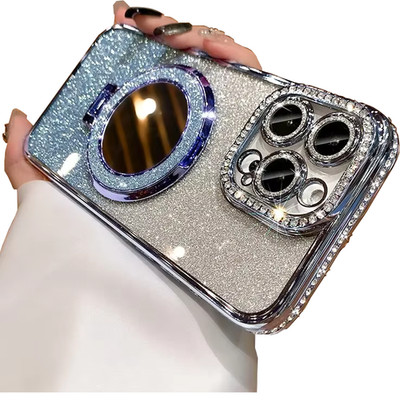 Glitzer Schutz Handy Mirror Hülle Case Spiegel Strass kompatibel mit MagSafe