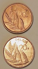 Lot 2 Belgium 20 Francs Coins 1982 1993 Dutch BELGIE Legend King Baudouin I Gift