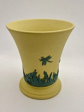 RARE TWCS Wedgwood Teal On primrose Jasperware   Posey Pot Vase 3 7/8"