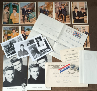 Autogramm Everly Brothers + seltene Fotos + Brief vom amerik. Fanclub 1966/67/72