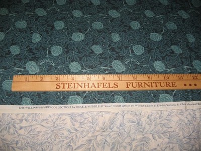 William Morris Rose & Hubble Victoria & Albert Museum 2 yds Teal Floral Fabric