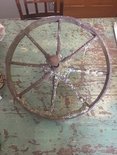 Antique 16 In Cast Iron wheelbarrow Wheel, Vintage Decoration 8 Spoke