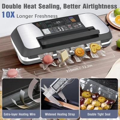 OIDOZAC Food Vacuum Sealer Machine, Fully Automatic 12-in-1 Food Sealer Vacuum Sealer wi