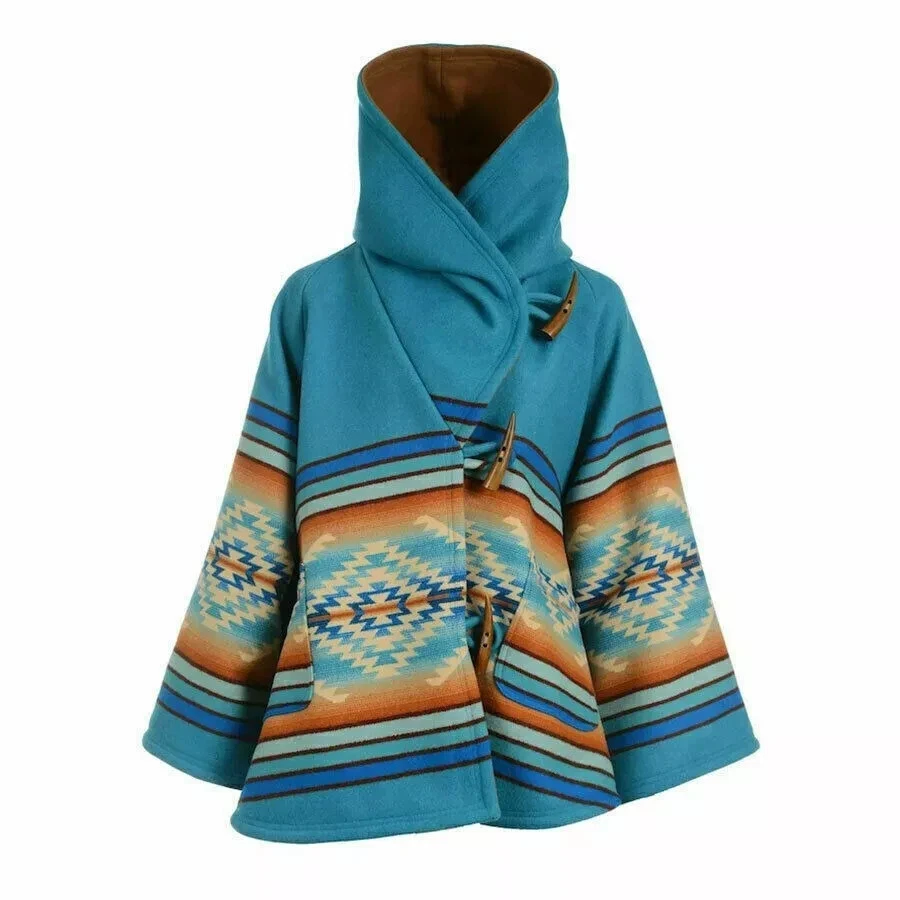 Kelly Reilly Beth Yellowstone Dutton Poncho Women 70s Wool Coat