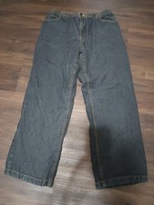 Ice House Flannel Lined Jeans Mens 40 L Black Denim Elastic Waist Work Pants