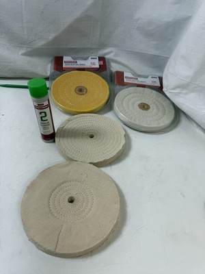 Craftsman 6'' Sewn Buffing Wheel Lot (4) & Regular Cleaning Polishing Compound 2 