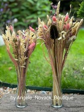 DRIED FLOWERS BOUQUET "SUMMER TIME" + GLASS VASE WEDDING VENUE PASTEL COLOURS