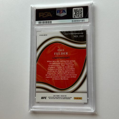 Paul Felder 2021 Panini Select UFC Octagonside Silver Prizm Card #212 SSP PSA 10 - Picture 3 of 3