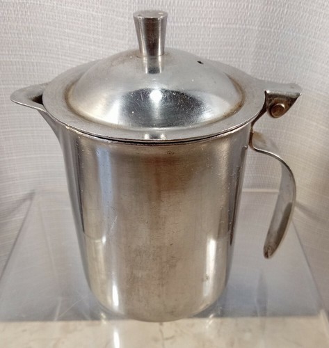 Vintage CREAMER Japan Stainless Steel Hinge Flip Top Lid Pitcher Liquid Server