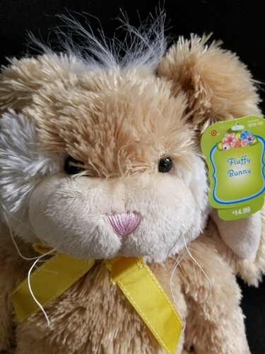 16" Brown & White Plush Stuffed Easter Bunny Rabbit Decoration Ribbon New Tag - Picture 2 of 5