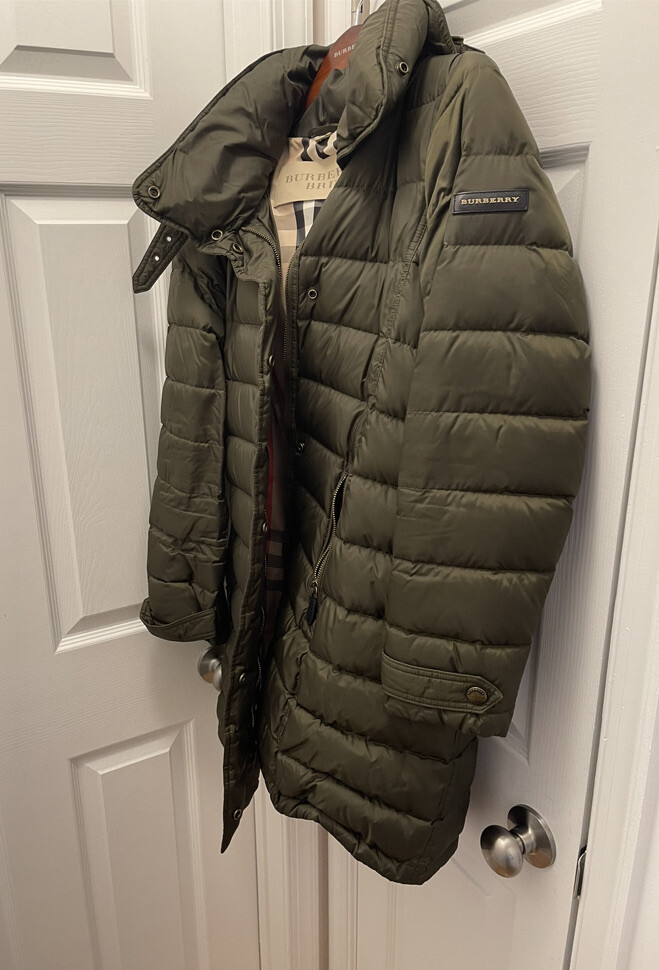 BURBERRY Brit Puffer Down Coat Olive 