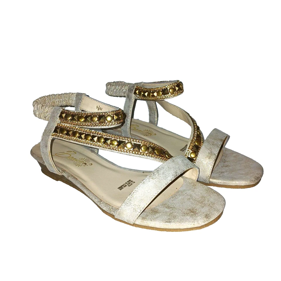 BEACON sandálias femininas slip on Dazzle corrente elos sapato tamanho 7.5 M bege NOVO - Imagem 2 de 4