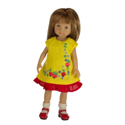 BONEKA Besticktes Kleid mit Äpfeln für Effner Little Darling, Minouche
